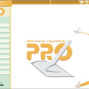 A imagem mostra a tela inicial do sistema PRO. Na margem esquerda na vertical mostra todas as funcionalidades do sistema.