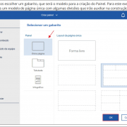 A imagem mostra a tela do sistema ibm cognos. Na margem esquerda na vertical os  menus de pesquisa e ao centro da tela modelos de gabaritos.