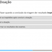 A imagem mostra um exercício, uma pergunta sobre a triagem para doação de sangue e três opções de respostas. 